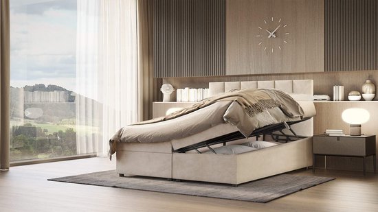 boxspring venus- 180x200cm- roze velvet- compleet bed met opbergruimte- inclusief comfortschuim topper 4cm-