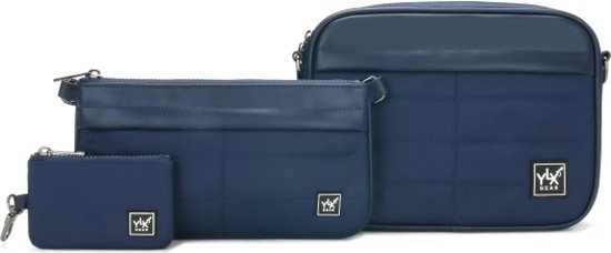YLX Hybrid 3 Pieces Crossbody Bag | Navy Blue. Blauwe 3-delige schoudertas, crossbody tas, marine blauw, voor dames, vrouwen. Gemaakt van gerecycled nylon, eco vriendelijk, duurzaam