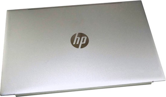 Ordinateur portable fermé argenté avec le logo HP sur le couvercle.