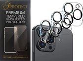 APROTECT® - Camera Lens protector geschikt voor iPhone 14 Pro/14 Pro Max - Tempered glass - Geschikt voor iPhone 14 Pro/14 Pro Max - Camera Screen protector zwart - Glasplaatje - 3 stuks