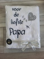 witte handdoek voor de liefste papa/vaderdag cadeau/geborduurde tekst