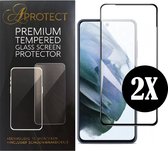 APROTECT® - Screenprotector geschikt voor Samsung Galaxy S21 - Tempered glass - Geschikt voor Samsung Galaxy S21 - Full Cover Screen protector - 2 stuks