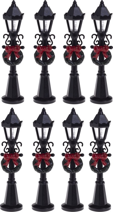 Feeric lights and christmas kerstdorp straatlantaarns - 8x st - H10 cm