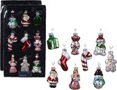 Decoris Kersthangers kerst figuurtjes - 18x st - glas -4 cm -kerstornamenten