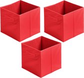 Urban Living Opbergmand/kastmand Square Box - 3x - karton/kunststof - 29 liter - rood - 31 x 31 x 31 cm - Vakkenkast manden