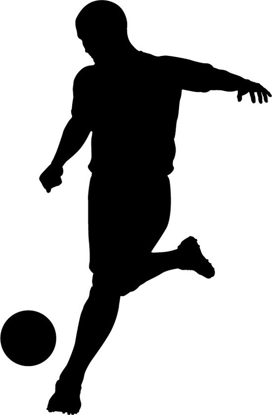 Voetballer Muursticker voor de kinderkamer - 100 cm breed 154 cm hoog - zwart