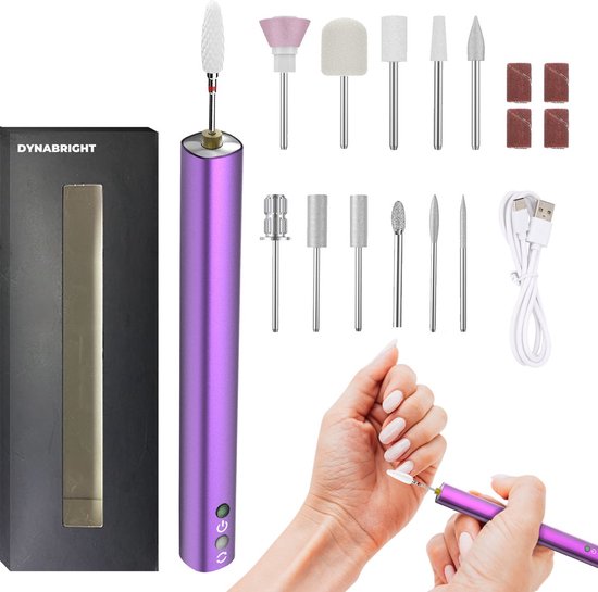 DynaBright Draadloze Elektrische Nagelvijl - 11 Bitjes & 6 Schuurrolletjes - Eelt Verwijderaar - Manicure/Pedicure Set