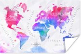 Affiche Couleurs - Carte du Wereldkaart - Peinture à l'huile - 180x120 cm XXL