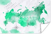 Wanddecoratie - Wereldkaart - Rusland - Groen - 90x60 cm - Poster