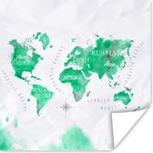 Muurdecoratie - Wereldkaarten - Groen - Verf - 50x50 cm - Poster