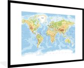 Fotolijst incl. Poster - Wereldkaart - Aardrijkskunde - Atlas - 120x80 cm - Posterlijst