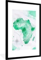 Fotolijst incl. Poster - Afrika - Wereldkaart - Waterverf - 80x120 cm - Posterlijst