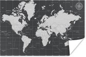 Affiche Wereldkaart - Zwart - Wit - Monde - 30x20 cm