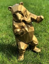 Ours en métal aspect doré 46 cm de haut - polyester - polyrésine - polystone - plastique de haute qualité - figurine décorative - intérieur - accessoire - pour l'intérieur - pour l'extérieur - cadeau - cadeau - figurine de jardin - statue de jardin