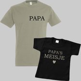 Matching shirts vader en dochter-Vaderdag cadeau-Papa en Papa's meisje-Cadeau voor Papa-Heren Maat XL-Kind Maat 56