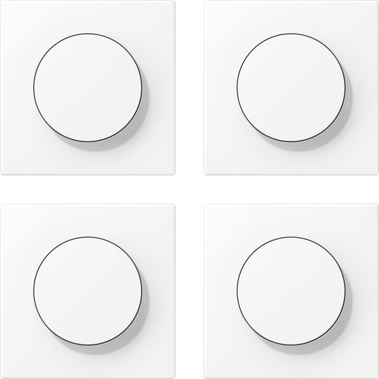 Afdekplaten dimmers met knop Wit RAL9010 Universeel voor alle dimmers 4 stuks bol