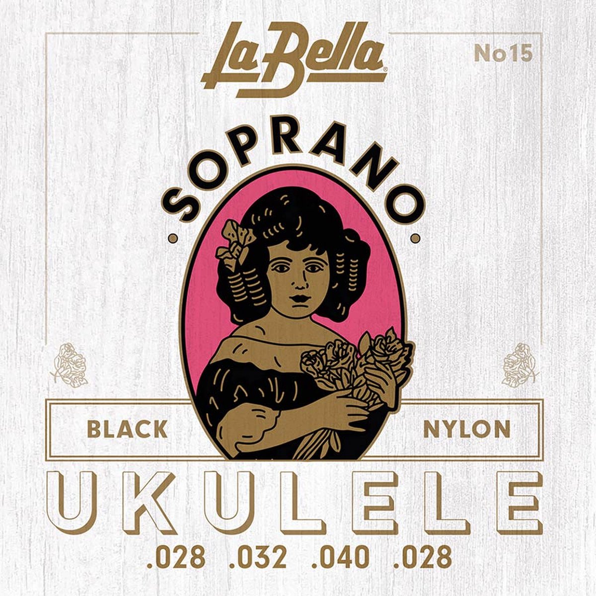 La Bella L-15 Acoustic Folk Sopraan Ukulele Snarenset – Black Nylon