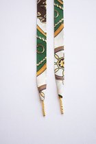 Schoenveters plat - sjaal print groen - 120cm met gouden nestels veters voor wandelschoenen, werkschoenen en meer