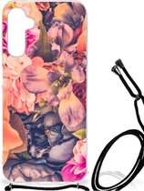 Silicone Case Geschikt voor Samsung Galaxy A14 5G Smartphone hoesje met doorzichtige rand Bloemen Boeket