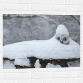 Muursticker - Laagje Sneeuw op Zadel van Fiets - 80x60 cm Foto op Muursticker