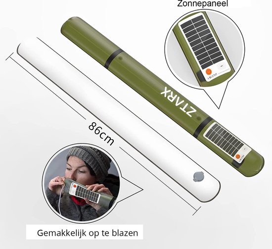 Bowlit Opblaasbare Camping lamp - Zonnepanelen & 4000mAh Powerbank - TL Balk - Kampeerlamp van Bowlit — afbeelding 5