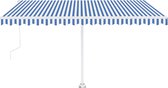 vidaXL - Luifel - met - LED - en - windsensor - elektrisch - 400x300 - cm - blauw - en - wit