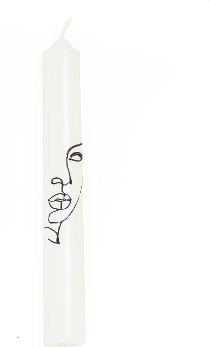 Housevitamin 6 kaarsen - Wit - Gezichtjes - 2,3x14cm