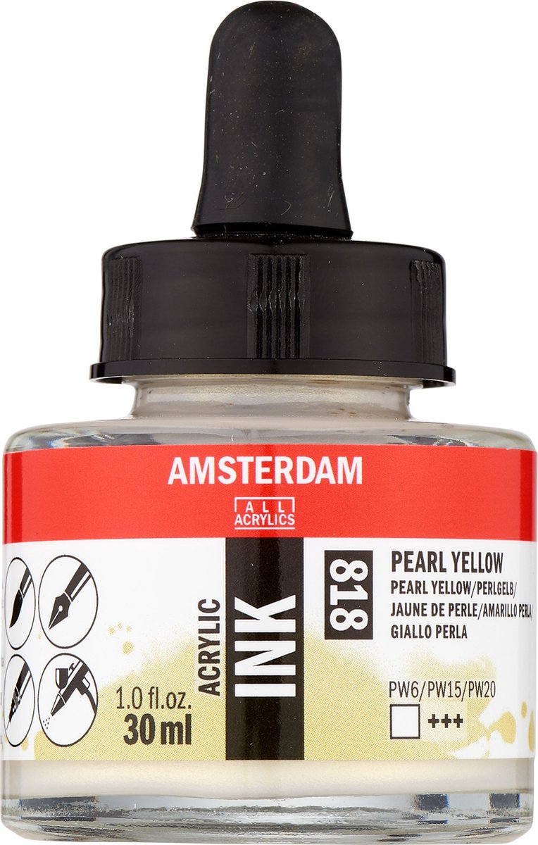 Amsterdam Acrylic Inkt Fles 30 ml Parelgeel 818