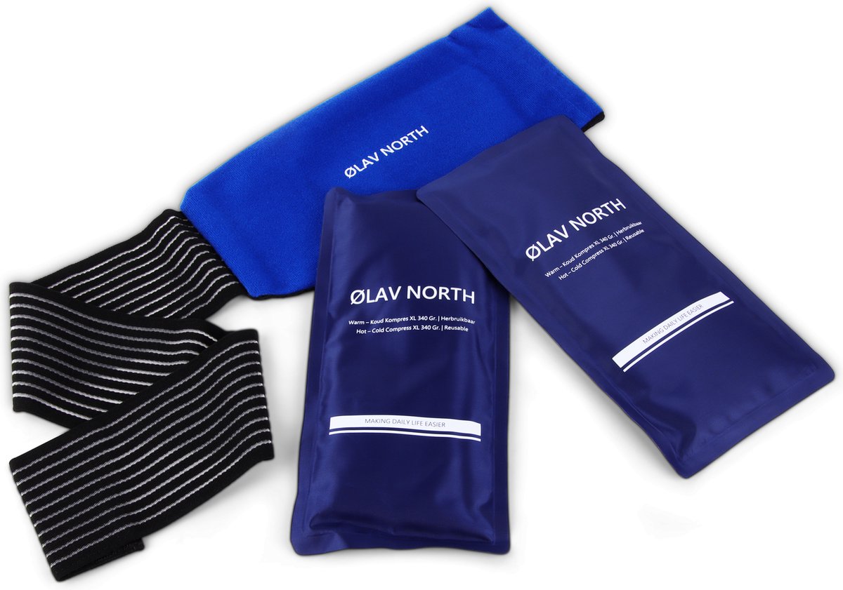 Goedkoopste ØLAV NORTH - Hot & cold pack - 2 gelpacks en 1 elastische band - Herbruikbaar - Warm & koud kompres - 340 gr p.s.
