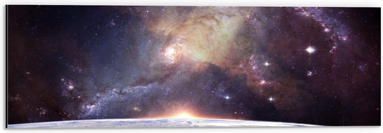 Dibond - Galaxy Lucht vanaf Planeet - 60x20 cm Foto op Aluminium (Wanddecoratie van metaal)