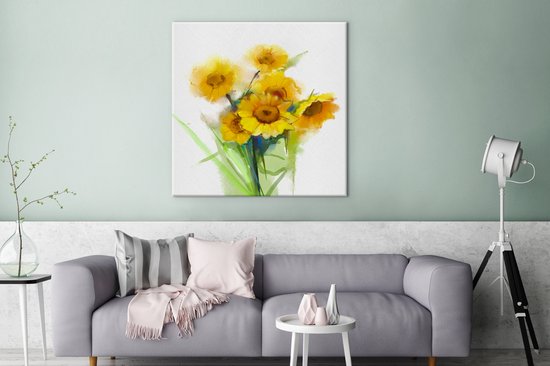 Tableau Peinture à l'Huile - Tournesols - Couleurs - 90x90 cm - Décoration murale