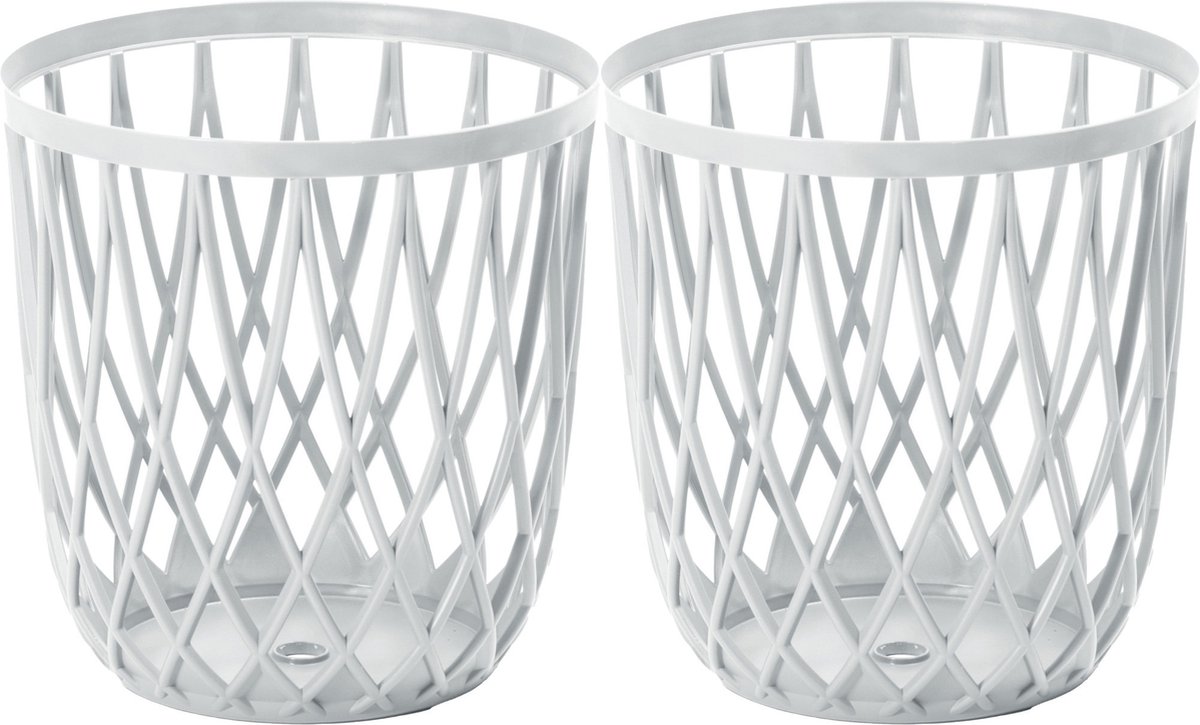 Draadmand/wasmand/opbergmand - 2x - van stevig kunststof - wit - D39 x H39 cm - 59 Liter