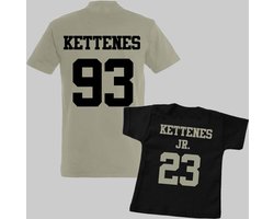 Matching shirts vader en zoon met achternaam en geboortejaar-Vaderdag cadeau-Cadeau voor Papa-Heren Maat L-Kind Maat 56