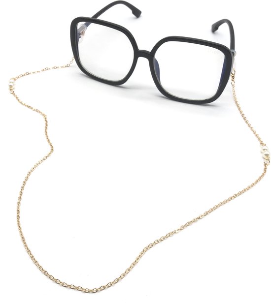Brillenkoord - Brilkoord - Brilketting - Bril accessoires - 60 cm - Kraaltjes - Goud - Witte pareltjes