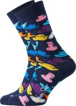Happy Socks Hats Sok | Maat 41 -46 | Zwart met Geel en Turqouise | HAT01-6500