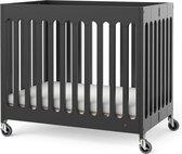 Foundations Boutique lit bébé pliant en bois - Zwart - avec roues - matelas inclus