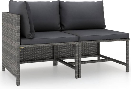 Foto: Vidaxl 2 delige loungeset met kussens poly rattan grijs