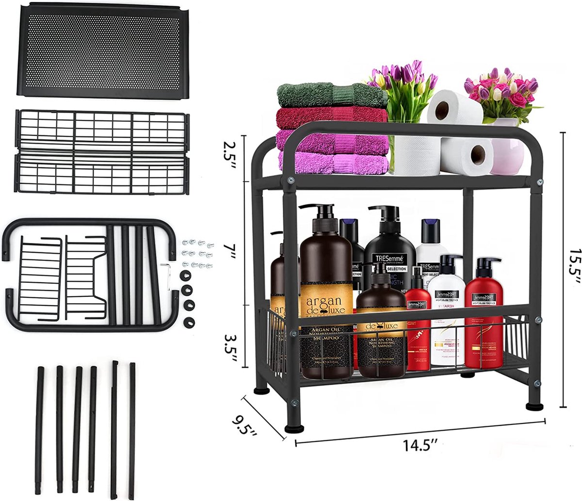 Sink Shelf, 2 Tiers Metal Sink Rek Unit met Lades Shelf Sink Shelf ...