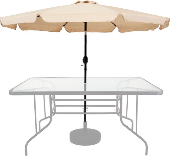 Uniprodo Parasol met LED - Crème - rond - 300 cm - kantelbaar