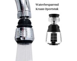 Waledano® Roterende Verlengstuk - Kraan Opzetstuk 360 Graden Draaibaar - Waterbesparende Kraankop - 2 Standen - Douche, Badkamer & Keuken - Sproeikop - Kraanfilter
