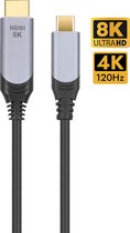 NÖRDIC USBC-N1306 USB-C naar HDMI kabel - 2.1 8K30Hz - 48Gbps - Thunderbolt 3 en 4 - 50cm - Zwart