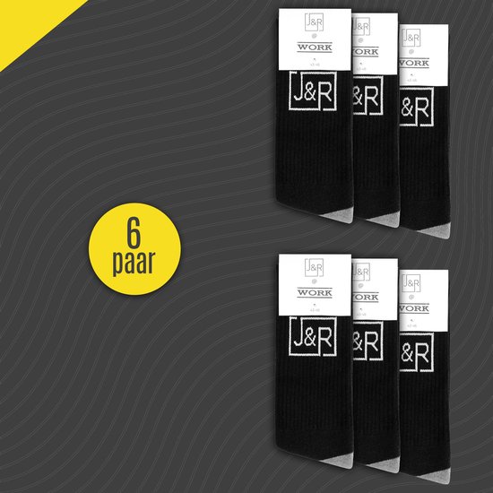 Jacob & Roy's 6 paires de Chaussettes de travail noires - Hommes et femmes - Taille 47-50 - Sans couture