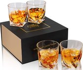 Whiskyglas Set, Loodvrije Kristallen Whiskey Glazen voor Martini, Scotch, Cocktails, Cognac, Whisky, Wodka, 4 Stuks, 300 ml