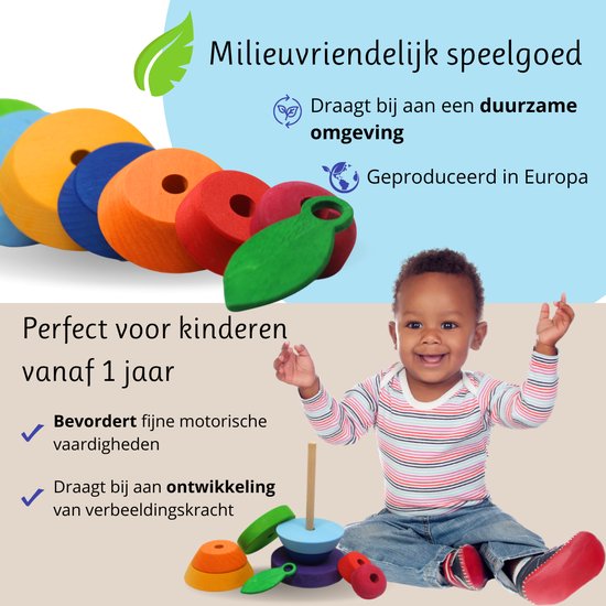 Broertjes toys Houten stapel peertje/Educatief speelgoed/Montessori speelgoed/Speelgoed voor jongens en meisjes vanaf 1 jaar/Kinderspeelgoed/Grapat geïnspireerd