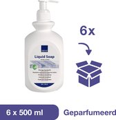 Abena Handzeep Voordeelverpakking - 6 x 500 ml - Handzeep Pompje - Geparfumeerd - Milde Vloeibare Handzeep met Pompje - Voor de Normale Huid