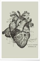JUNIQE - Affiche Restless heart -60x90 / Grijs & Wit