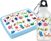 Lunchbox Set avec Lunchbox et Gourde pour Enfants Insectes | Enfants | Bleu | 2 compartiments | Enfant