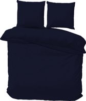 iSleep Satijn-Katoen Dekbedovertrek Uni - Litsjumeaux - 240x200/220 cm - Donker Blauw