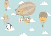 Fotobehang - Vlies Behang - Vliegende Dieren en Ballonnen - Kinderbehang - 416 x 290 cm