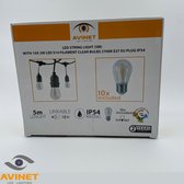 Avinet Safety AV-713 LED STRING LIGHT (5M) WITH 10x S14-FILAMENT CLEAR BULBS E27-2 W – 2700K + 3m Extra cable EU PLUG IP54